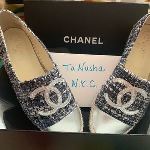 🦋Chanel blue tweed espadrilles 38🦋
